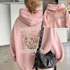 Women We Love Because He Loved Us First Wildflower Christian Graphic Hoodie Front Back Print 1 John 4:19 Bible Verse Hooded Tops