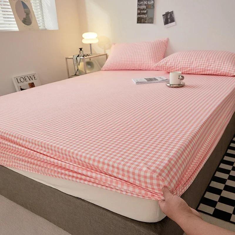 Cotton Fitted Sheet with Elastic Band Non Slip Adjustable Mattress Cover Suitable for King Size Bed Bedding Sheets for Bed