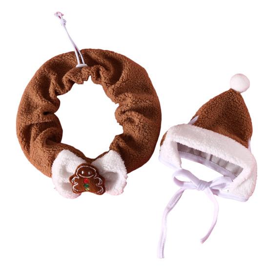 2Pcs/Set Cat Christmas Suit Soft Plush Fabric Rich Christmas Elements Small Pet Christmas Attire Red Green Pet Outfit
