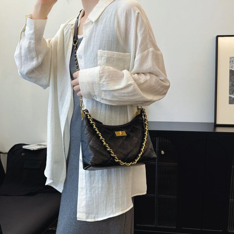 Rhombus Chain Bag 2025 Autumn and Winter New Armpit Bag Women's High-end Shoulder Bag Trendy Fashion Messenger Bag