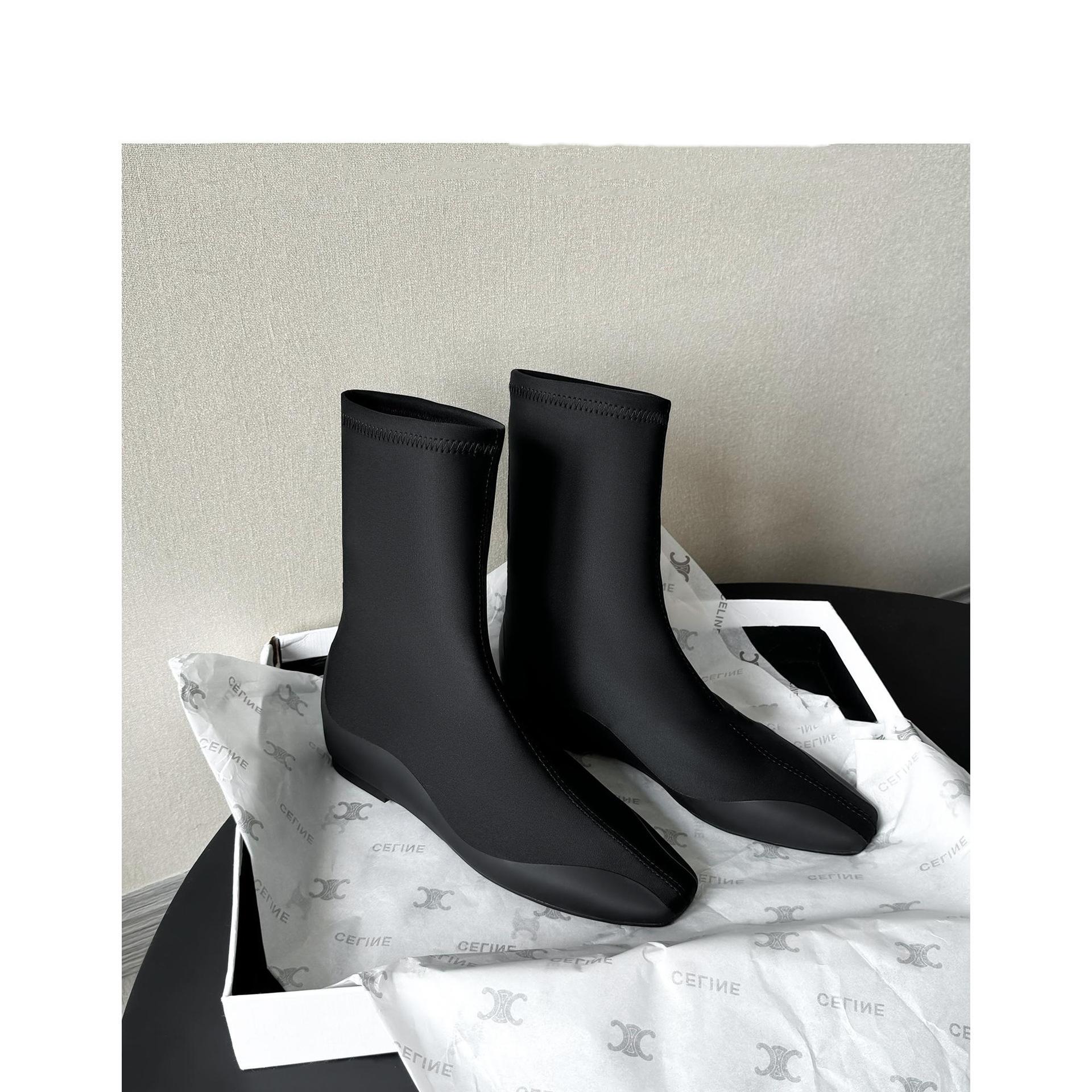 

Grape mother studiolee fashionable comic legs~ temperament square head flat bottom bare boots bag legs medium tube thin boots women 35