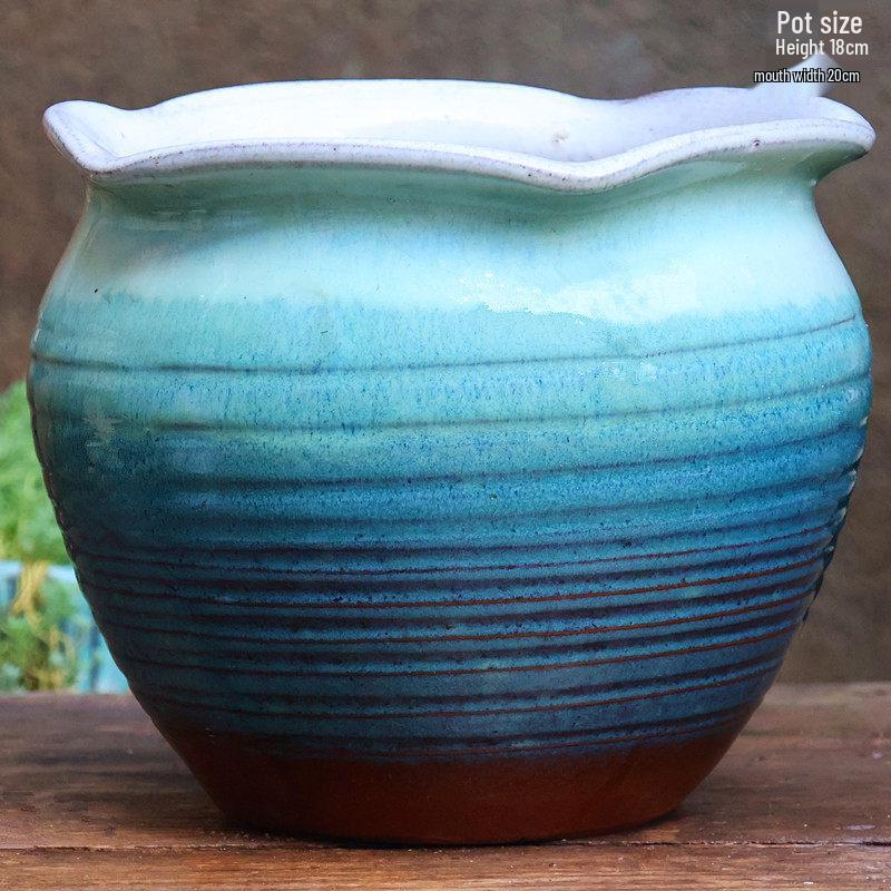 Handmade Retro Ceramic Succulent Planter with Large Caliber
