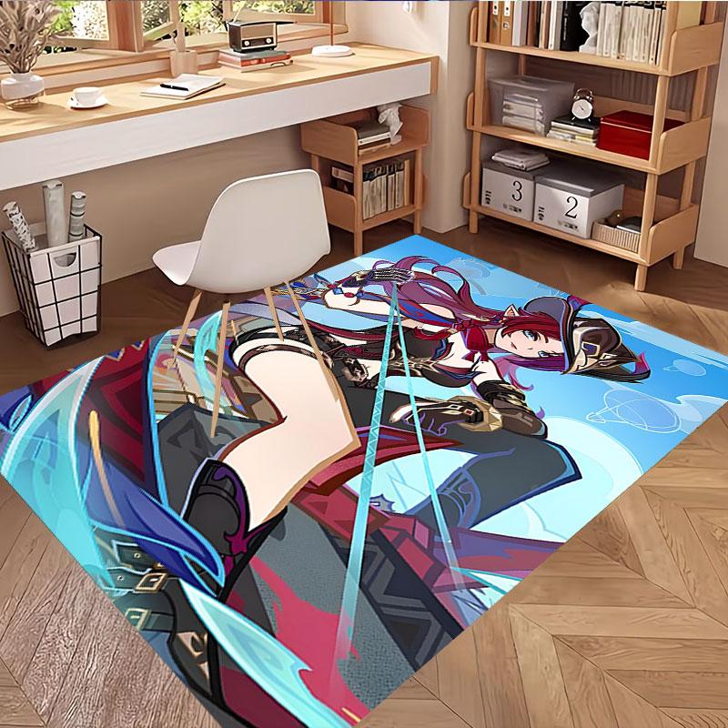 Genshin Impact Print Rug, Washable Floor Carpet, For Entryway Dorm Laundry Room Office Study, Home Decor Birthday Christmas Gift