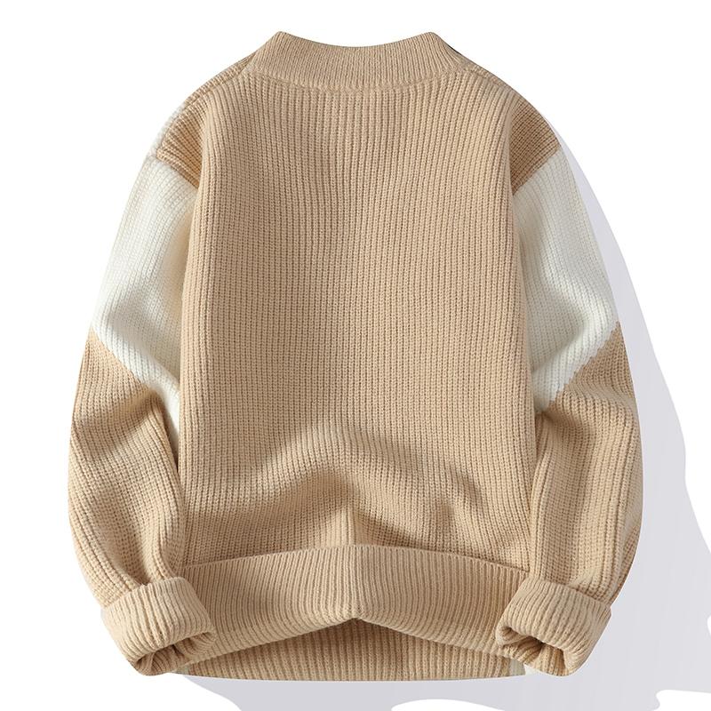 Cozy Up Męski Sweter Jesienny Rękaw Colorblock Pasiasty Dzianinowy Sweter Pulower