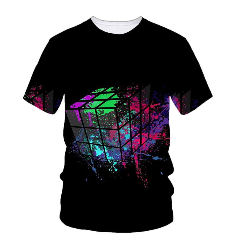 Rubik Cube  3D Printing T Shirt Man Summer O-Neck Short Sleeve Oversized Top Casual Tee Loose Streetwear Harajaku