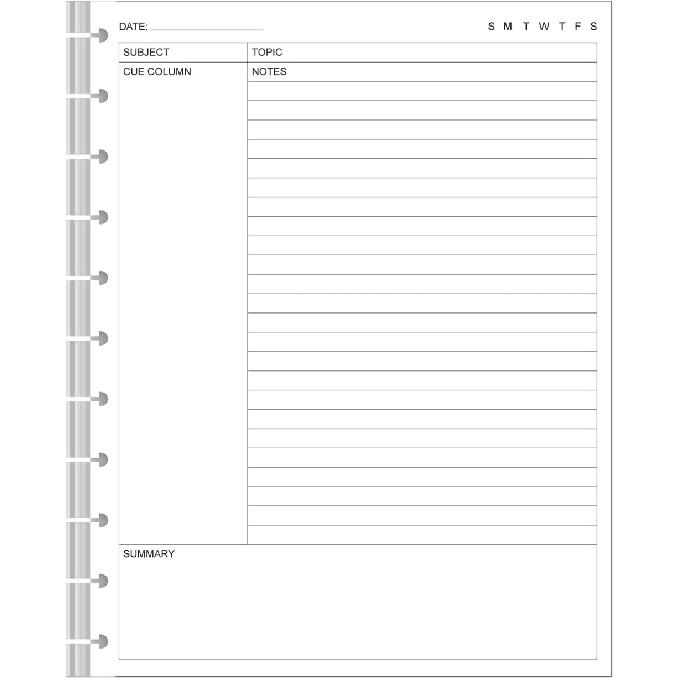 Letter Size Cornell Notes Filler Paper - 11 TUL Disc Cornell Notes Loose Leaf Paper, 50Sheets / 100Pages, 8.5'' x 11''