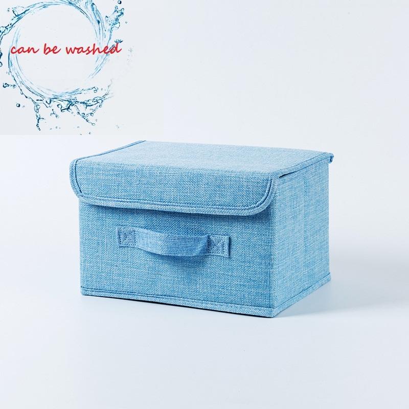 New Large Cotton Linen Fabric Folding Storage Box Foldable Bins For Kids Toys Organizer With Lids Storage Basket Laundry Basket