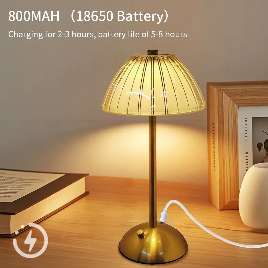 Kristall Retro Tischlampe Wiederaufladbar Touch-Schalter Sensor Schreibtischleuchte 3 Farben Dimmbar Für Schlafzimmer Hotel Restaurant Dekor Beleuchtung