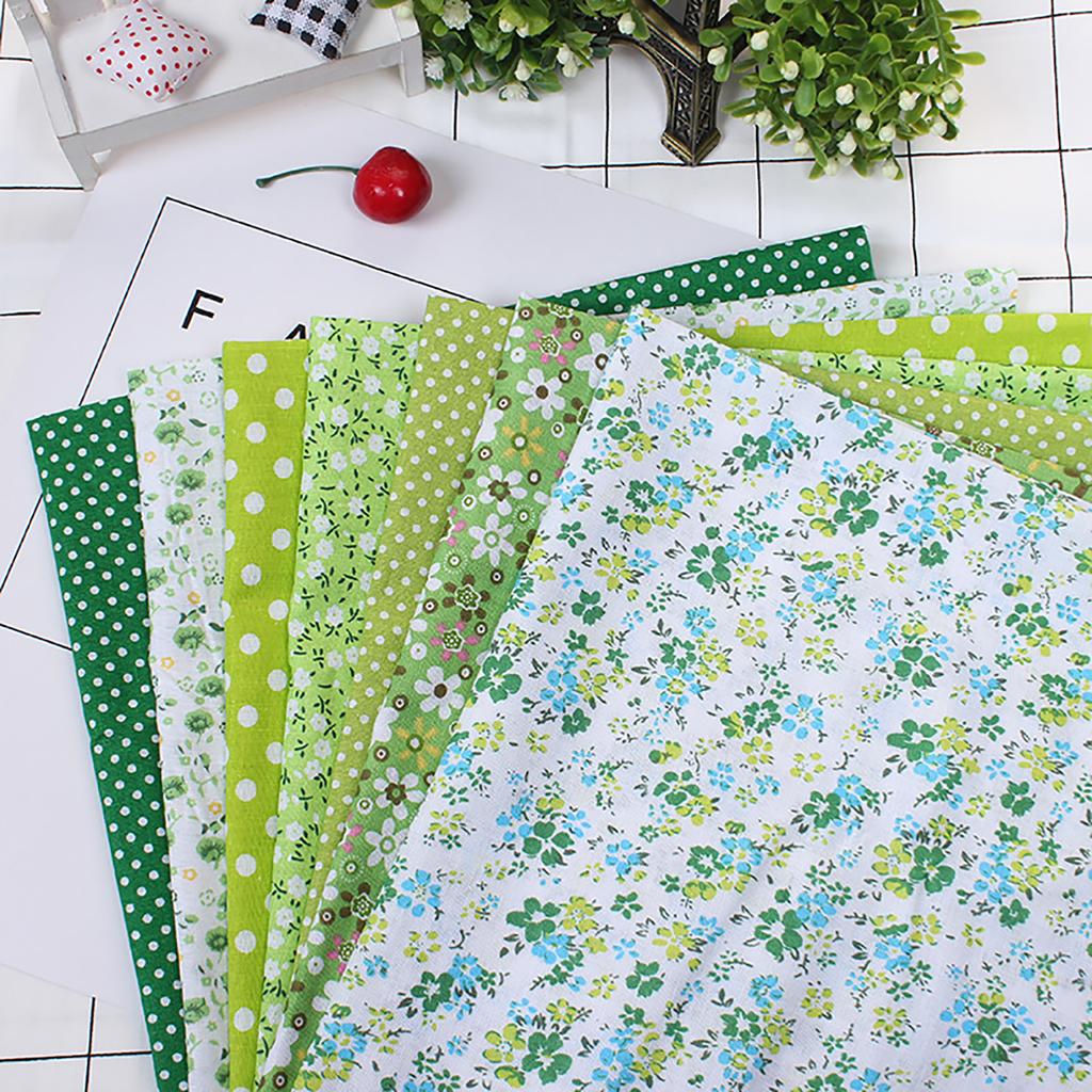 7Pcs 25x25cm Floral Patchwork Cotton Fabric Plain Cloth for DIY Sewing Quilting