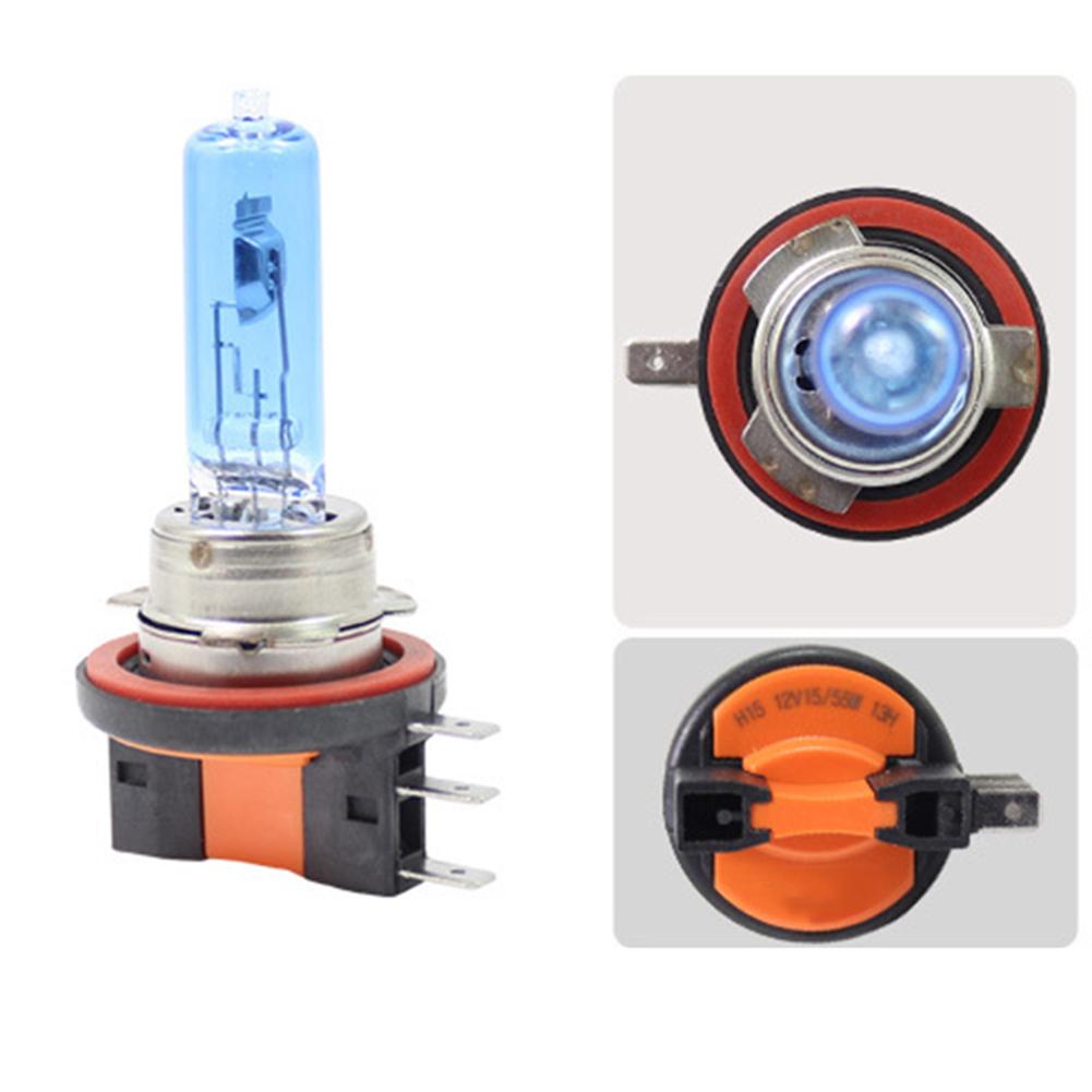 White Halogen Bulbs H15 Halogen Bulbs 1Pack Easy Installation Plastic+Glass Power 55W Socket Type H15 For 12V Car