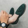 Spring fashion men's shoes retro large size casual flow slip-on green leather shoes
