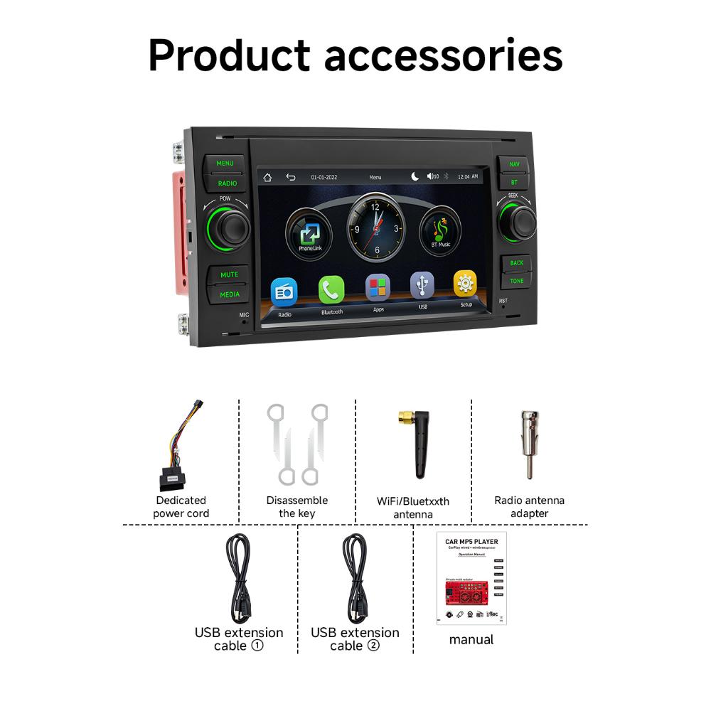 Car Radio 2 Din,7 inches,Ford Focus 2007 Mondeo S-max C MAX Kuga Galaxy Fiesta Transit Fusion,Android Auto,Multimedia Player