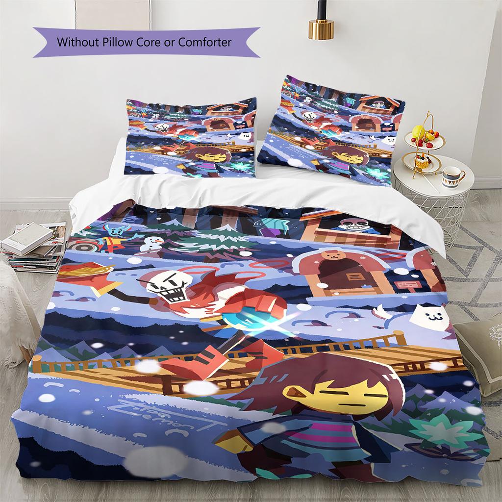 Deltarune Shadow Oath Bedding Quilt Set Quilt Cover Pillowcase Home Decoration Birthday Gift (1 * Duvet Cover + 2 * Pillowcase, Without Core)