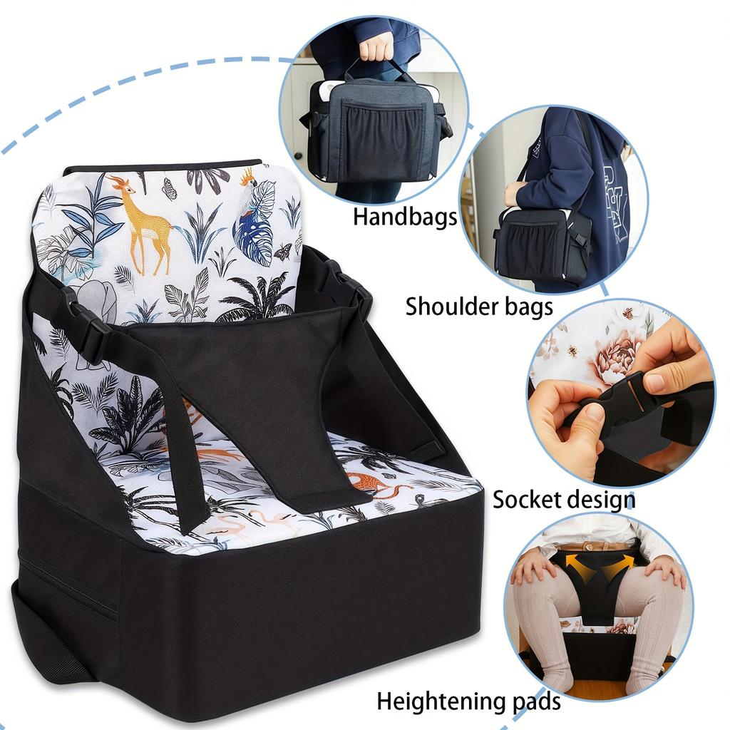 Portable Baby High Chair Booster Pad, Foldable Anti-Slip Mat for Kitchen Chairs, Ideal Booster Seat for 0-3 Year Old Toddlers