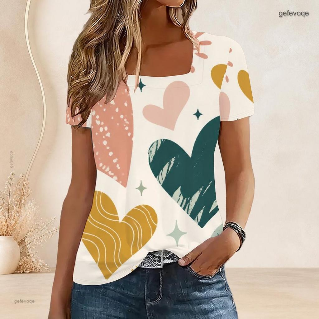 Women Plus Size Short Sleeve U Neck T Shirt Cartoon Excavator Dump Truck Construction Vehicle Print Top