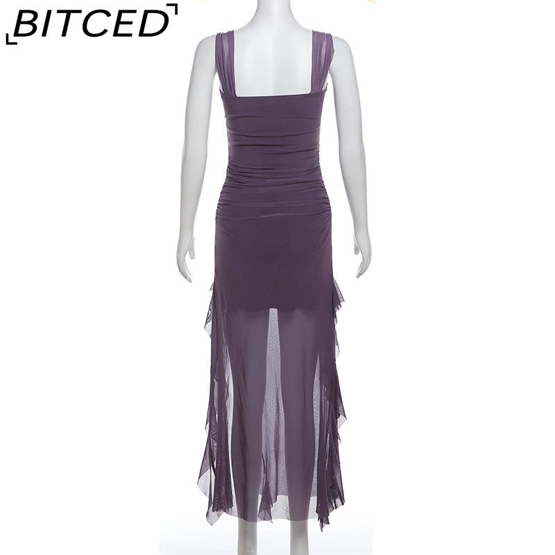 BITCED Spring/Summer Women's Collection: Sensual Strappy Halter Neck Split-Hem Fitted Maxi Dress