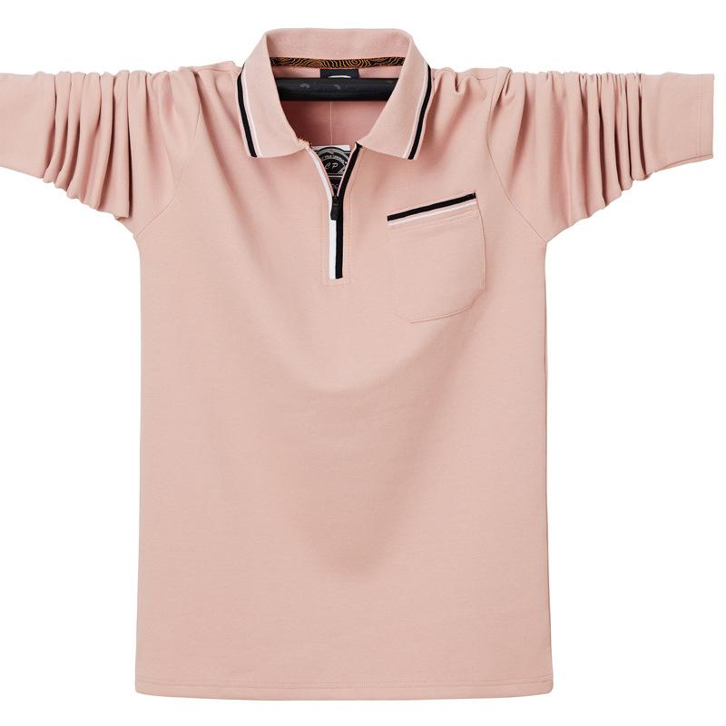 Nuova Maglietta Polo da Uomo Larga Plus con Cerniera Business Traspirante Casual a Maniche Lunghe con Rever Leggera Morbida Antirughe Traspirante Cotone