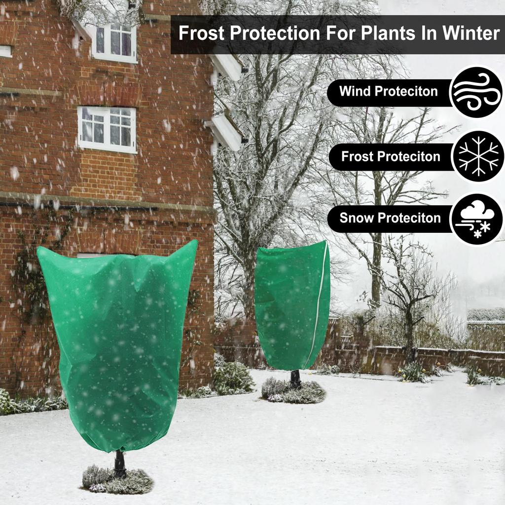 80 X 100cm Plant Frost Protection Cover Nonwoven Outdoor Windproof Warm Winter Freeze Guard for Greenhouse/Garden