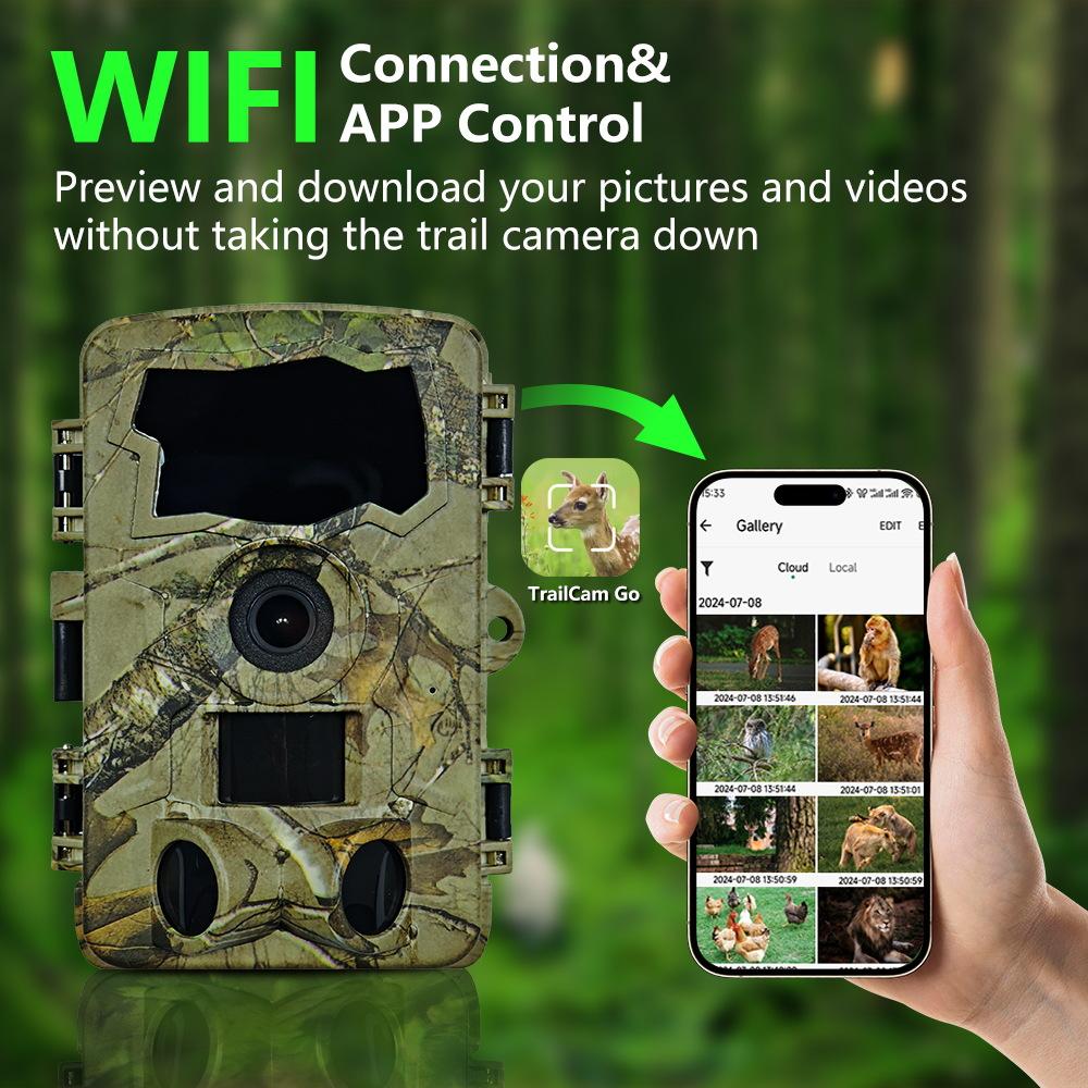 WiFi Hunting Camera 25m Bluetooth Connection Ultra Clear APP Remote Viewing Setting Outdoor Wildlife Camera