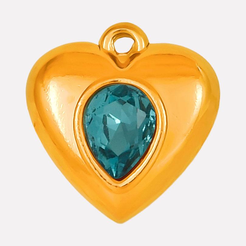 Never Fade Heart Charm Water Drop Rhinestone 6pcs Stainless Steel Charms For Jewelry Making Supplies Metal Pendant DIY Materials