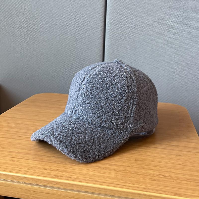 Autumn and Winter Thickened Version of Delicate Teddy Velvet Baseball Hat for Women Electric Car Windproof Solid Color Baseball Cap for Men