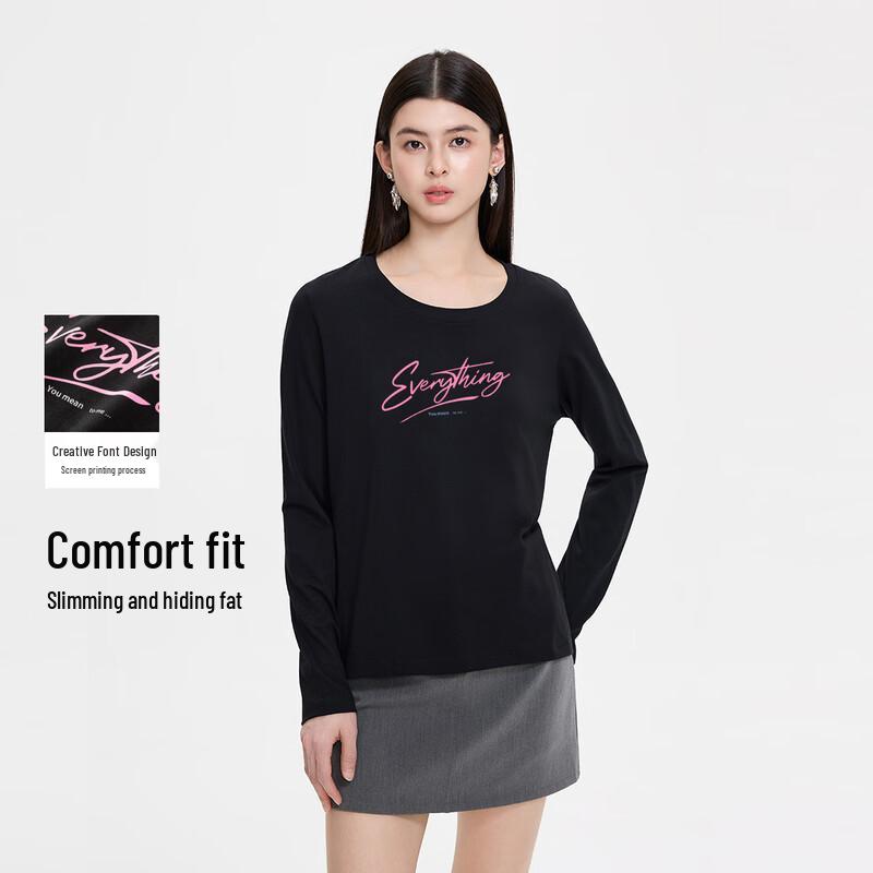 FivePlus Women s Slim-Fit Long Sleeve Round Neck T-Shirt M