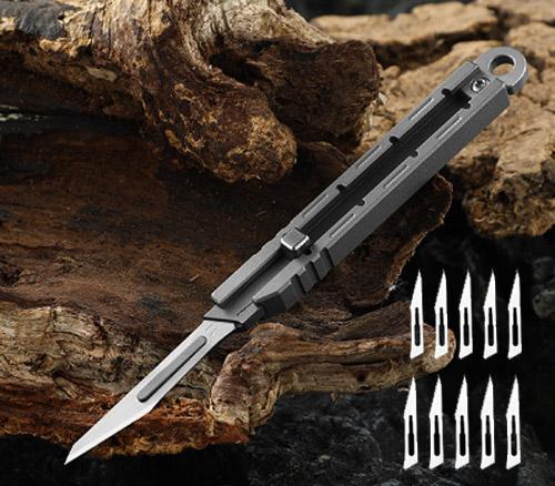 NEW NO11 Replaceable Blades Scalpel Folding Knife Quick Open Bottle Opener Keychain EDC Folding Knife 10 Blade Free Useful Tool