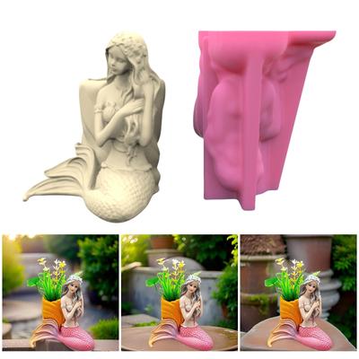 Praktyczne doniczki Merman Flower Pots Solidna silikonowa forma Cement Tynk Materiały rzemieślnicze do ogrodu i dekoracji wnętrz