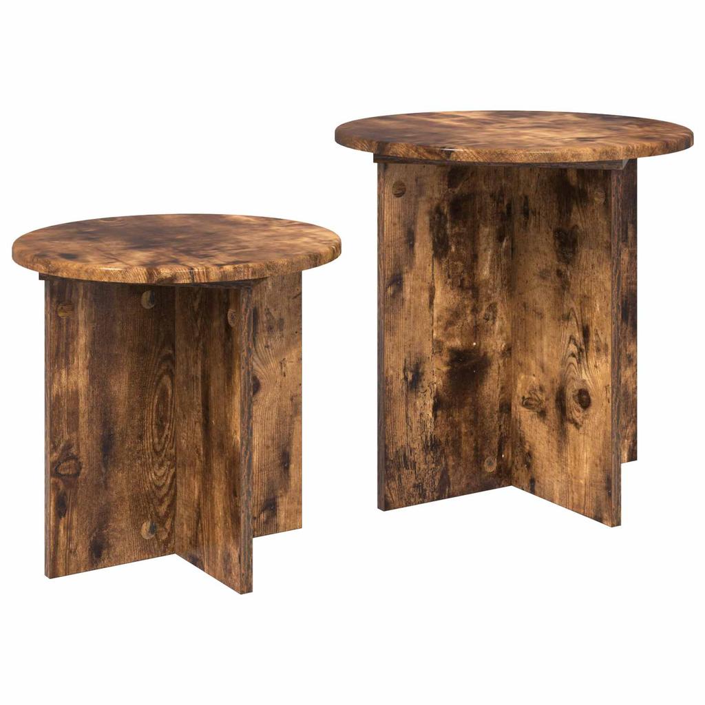 Side Table Set 2 pcs Smoked Oak Wood Based Material