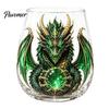 Stylish Beverage Container Dragon Pattern Glass Water Cup, Lead-free Drinking Glass, Mythical Creature Themed Cup for Iced Drinks Home Office