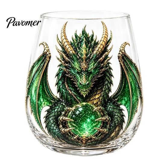Stylish Beverage Container Dragon Pattern Glass Water Cup, Lead-free Drinking Glass, Mythical Creature Themed Cup for Iced Drinks Home Office
