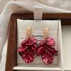 French Romantic Petal Fringed Earrings, Stud Earrings, Ankola Red Autumn And Winter Unique Light Luxury Niche Design Earrings