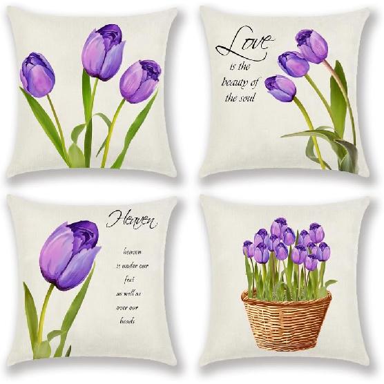 Easter Pillow Covers 18x18 Inch Happy Easter Decor Throw Pillow Covers Easter Bunnies Chicks Eggs Cushion Covers, He Is Risen Cushion Cases