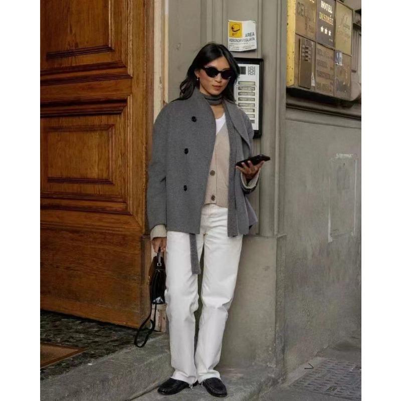 Autumn Woolen Jackets for Women Cropped Double Breasted Coat Woman Long Sleeve Coats for Women New In Outerwears