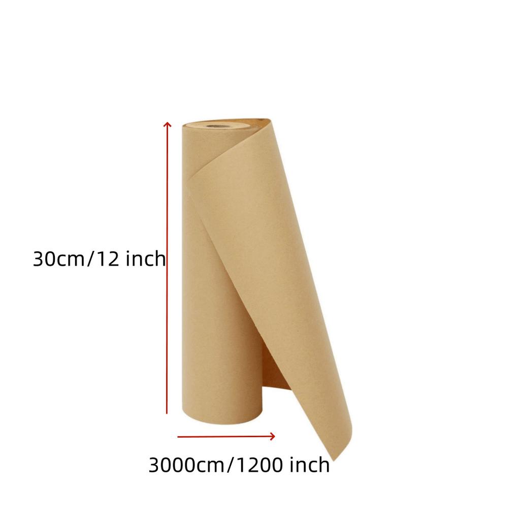 Rollo de Papel Kraft, 30 cm*3000 cm/12 x 1200 Pulg, Papel Marrón Liso para Envíos, Envoltura de Regalos, Tablón de Anuncios, Caballete (100 pies)