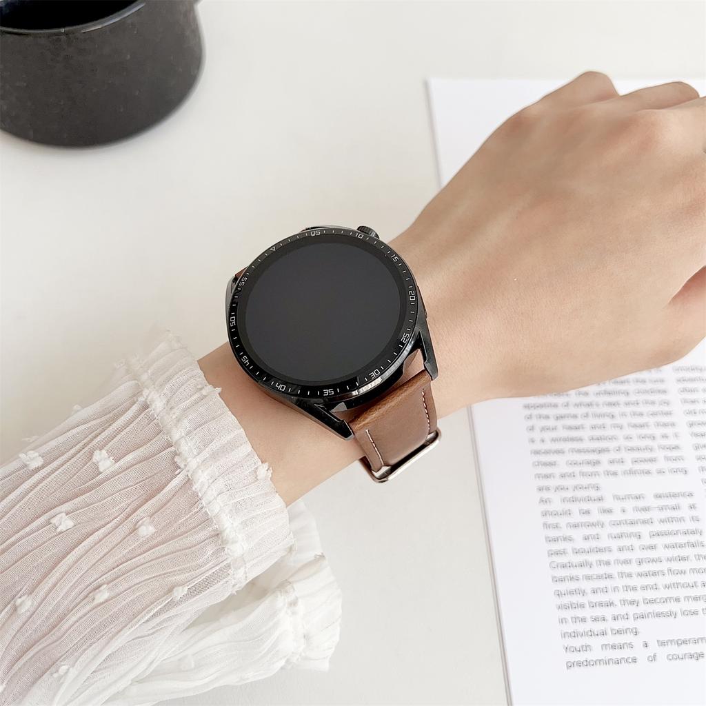 For Huawei Watch GT 5 46mm Watch Band 22mm Crazy Horse Texture Leather Wrist Strap