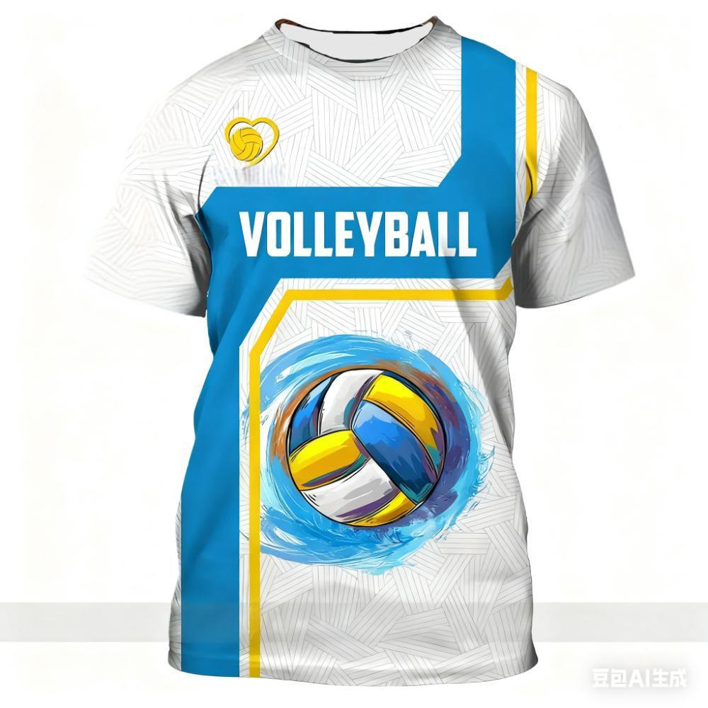 Volleybolltröja 3D-printad kortärmad T-shirt snabbtorkande andningsbar volleybollsportkläder tröja volleybollentusiaster g