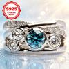 925Sterling Silver Women's Ring with inlay3A Zirconia Luxury Fashion Hollow Design Is Suitable for Parties and Makes an Exquisite Gift for Wives and