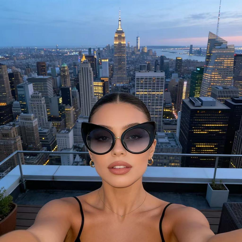 Fashion Big Frame Cat Eye Sunglasses Women Luxury Stylish Sun Glasses