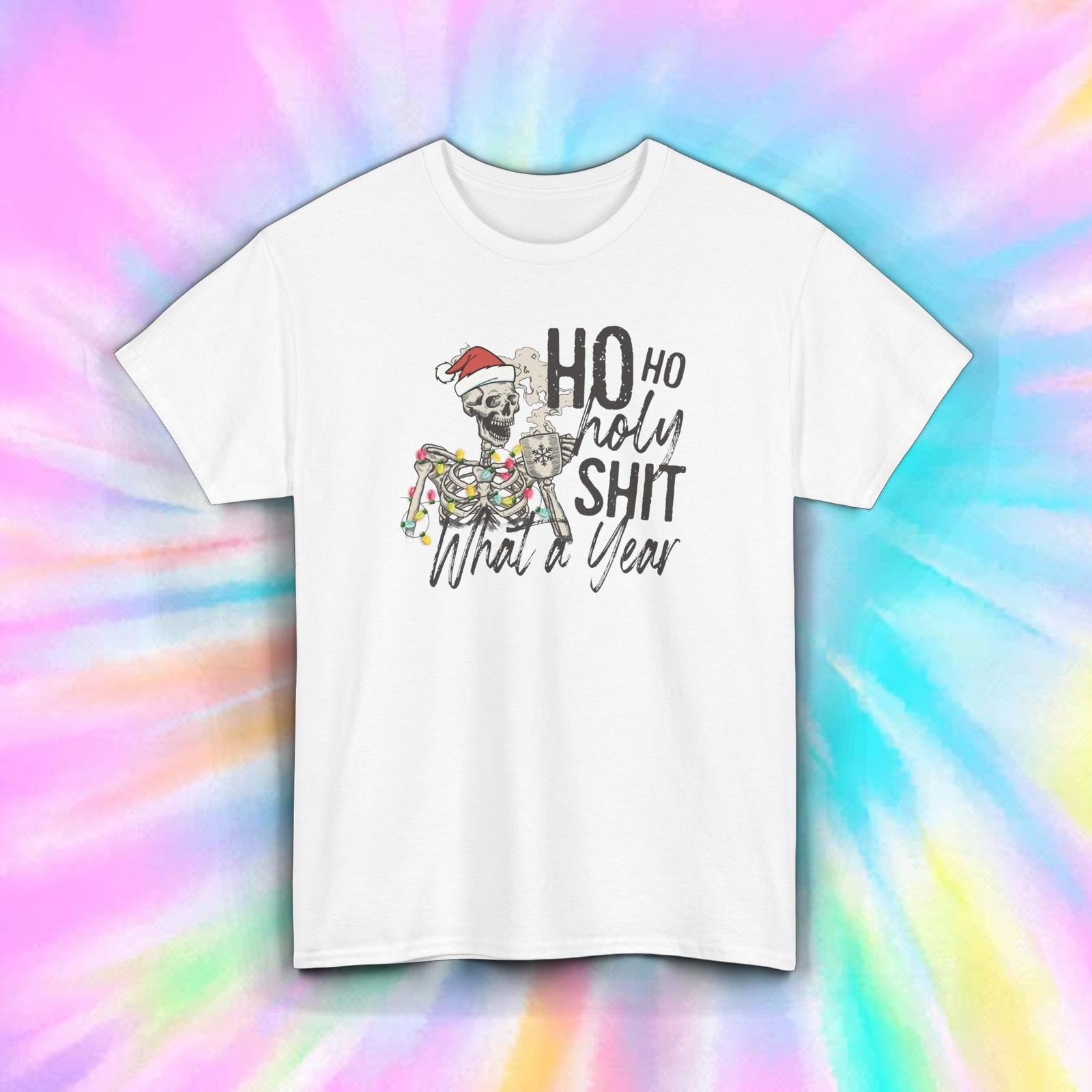 Ho Ho Holy Sh*t Skeleton T-Shirt Mens Womens Tees Top Funny Christmas Drinking Tee S-5XL L