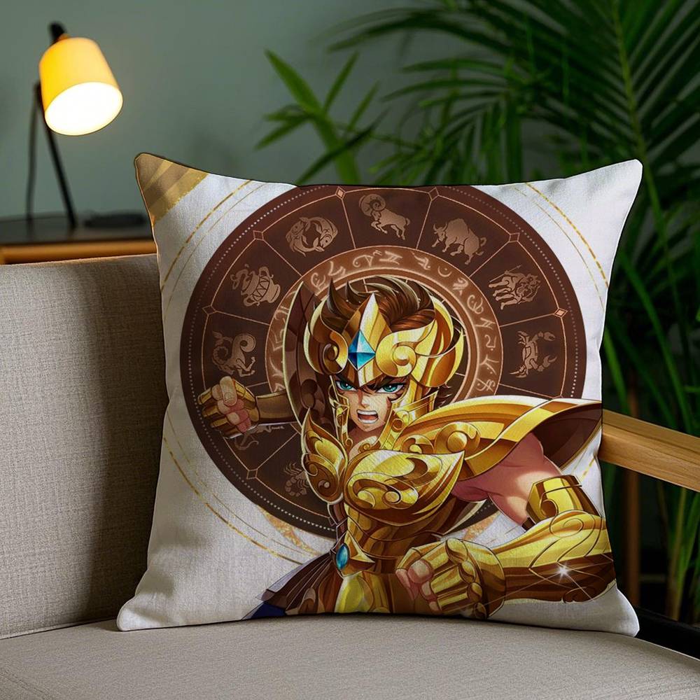 Animation 12 Gold S-Saint S-Seiya Pillow Case Home Dorm Chair Back Short Plush Double-sided Printing Office Cushion Cover