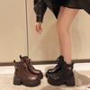 Black Martin boots women's new autumn and winter velvet boots lace-up thick-soled handsome locomotive short boots