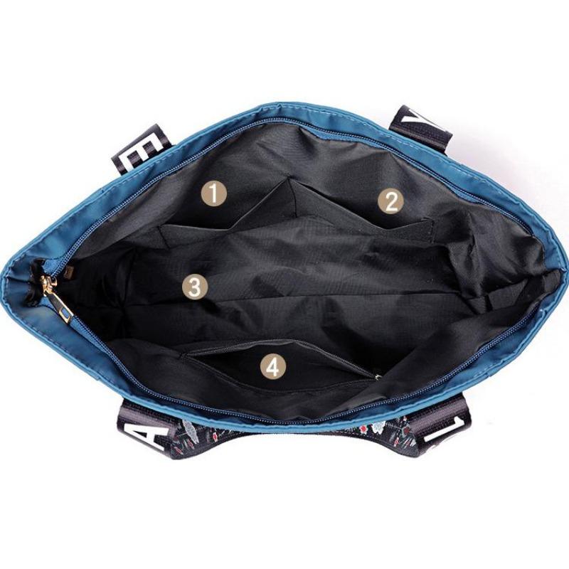 Aliwood Embroidery Women Handbag Nylon Waterproof Casual Tote Shopping Bag Large Capacity Female Shoulder Bags