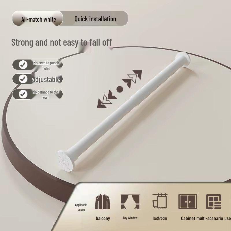 No-Drill Telescopic Curtain and Shower Rod with Nail-Free Clothes Drying Feature