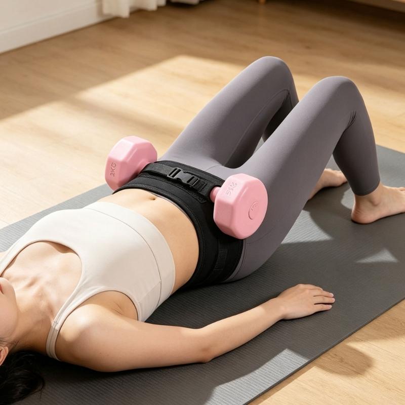 Hip Thrusts Belt Folding Band Adjustable Exercise Bridge Belt Soft Dumbbell Strap for Dumbbells, Kettlebells, Plates