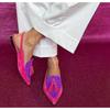Fashion New Summer Color Block Women's Shoes 40-43 Large Pointed Tassel Low Heel Back Air Sandals High Heels Womens Shoes