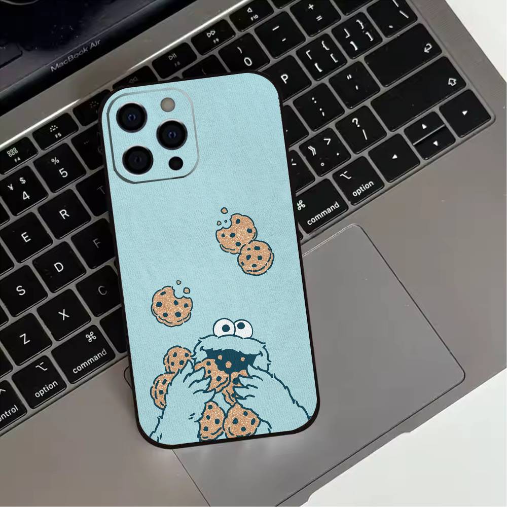 C-Cookie-Funny M-Monster Phone Case For iPhone 17,16,15,14,13,12,11 Plus,Pro Max,XS,Soft Silicone Black Cover