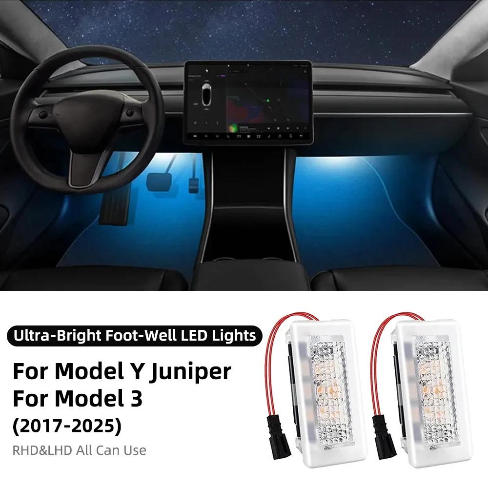 Ultra-Bright Interior Foot-Well Lights for Tesla Model Y Juniper 2025-2020 Model 3 Highland 2018-2024 Model S/X LED Bulbs Kit