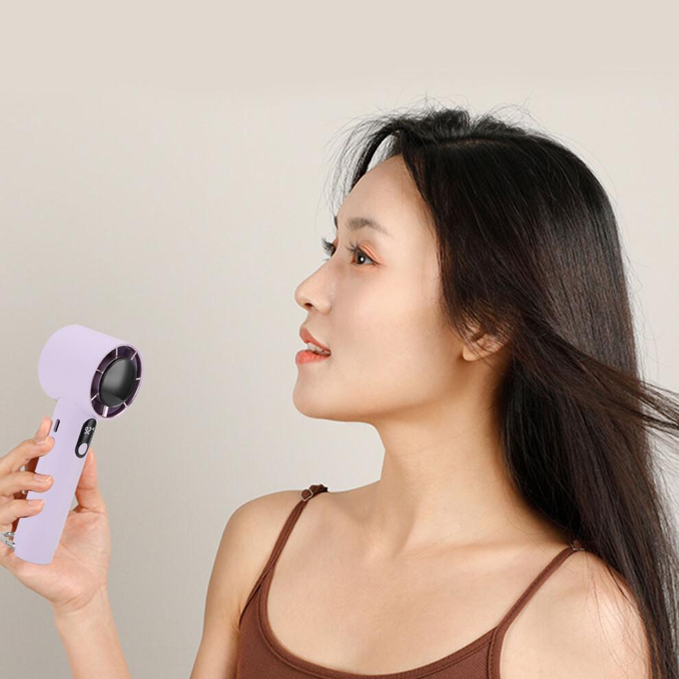 Portable Handheld Fan 5 Speeds, 3000mAh USB Rechargeable, Purple