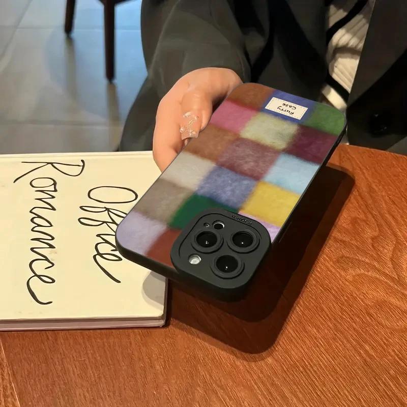 Cute Dopamine Color Block Match Plaid Case For  Mi 14T 13T 12T Pro 14 13 12 11 Lite 5G NE Poco F6 F5 X5 M6 Pro Soft Cover